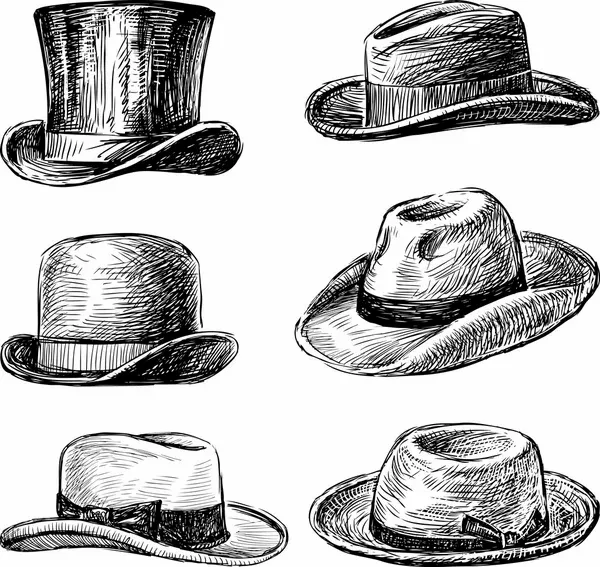Vector illustration of fedora hats