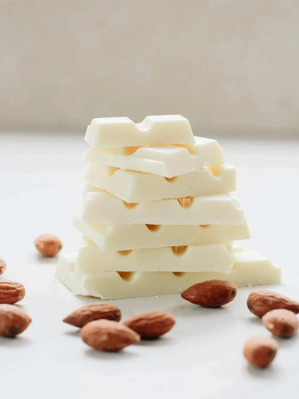 White chocolate bars stacked on each other