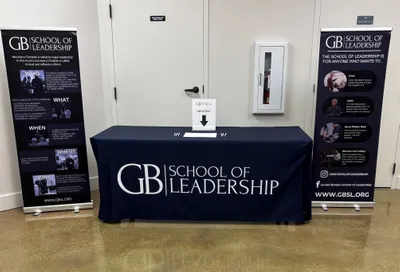 Custom Rectangle Table Covers - We have a school of leadership We ordered 2 table cloths one for church side for recruiting and information and one for the school side They look great