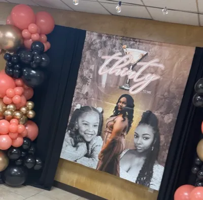 Custom Vinyl Banner - This was a birthday event This is a SS from a video but it does no justice I order all of my backdrops from you all From the quality to the shipping everything is amazing