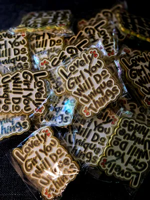 Showcasing the Calm Enamel Pin on its way to a corporate clientThey purchased this design as a unique way to appreciate their lovely employees