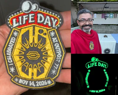 Embroidered Patches - An immersive Star Wars themed event in which had a vendor table celebrating the fictional holiday known as Life Day We attached our glow in the dark patches to our traditional Life Day red robes and fantastic silly fun ensues