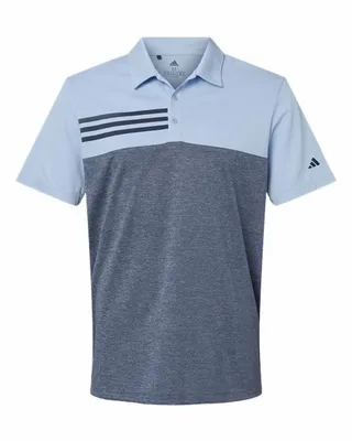 Heathered Colorblocked 3-Stripes Polo - Imprint Now