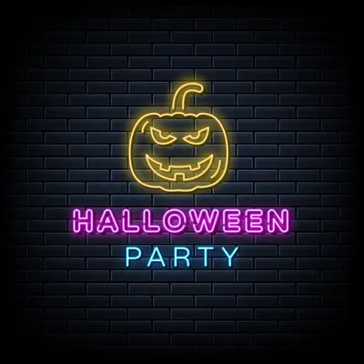 Halloween Party Neon Sign with Pumpkin