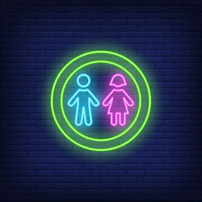Boy & Girl Silhouettes Circle Neon Sign