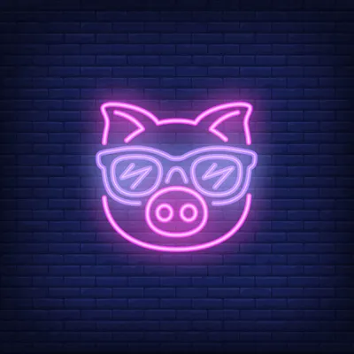 Cute Cartoon Pink Pig Sunglasses Neon Sign