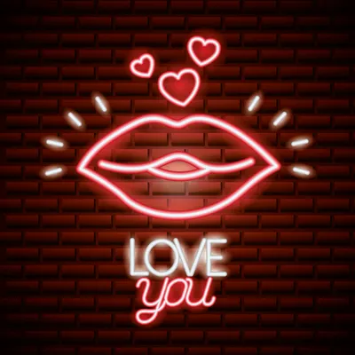 Lips with Love You Neon Sign