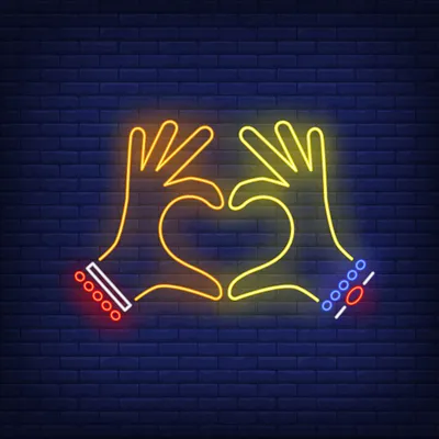 Woman Hands Heart Gesture Neon Sign