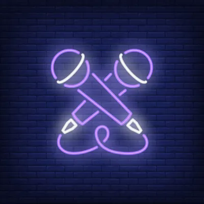 Crossed Microphone Neon Sign