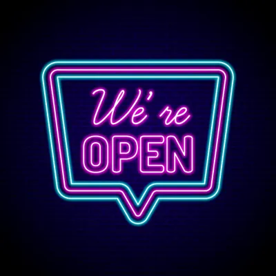 We're Open Neon Sign