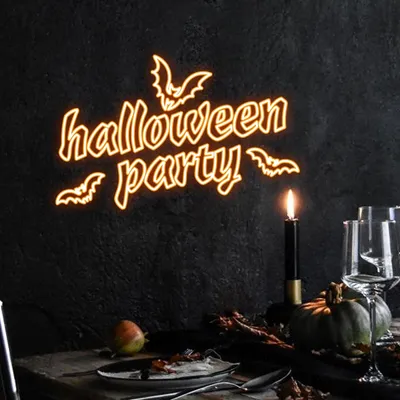 Halloween Night Typography Neon Sign