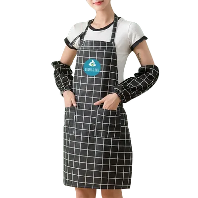 Cotton Linen Plaid Apron Set