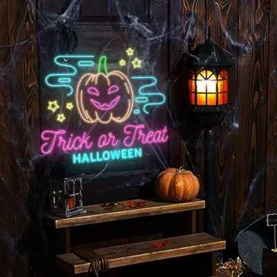 Trick or Treat Halloween Neon Sign