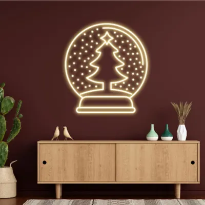 Warmie Merry Christmas Snowglobe Neon Sign