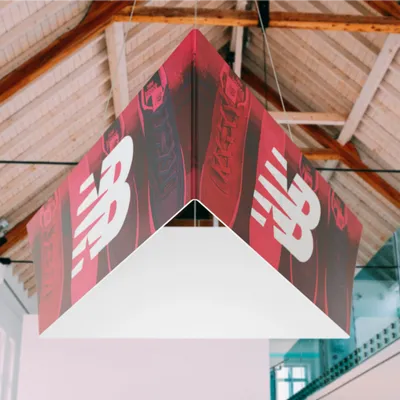 Custom Exhibition Hanging Signs - Tapered Triangle - Imprint Now
