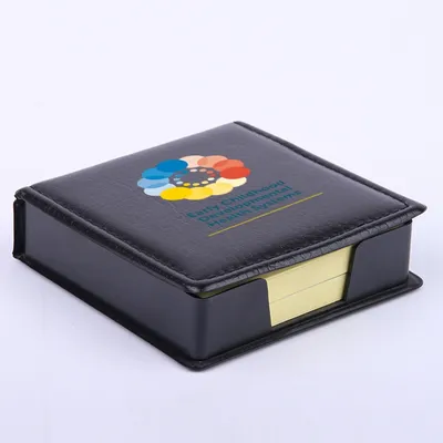 Black Leather Flip-Top Sticky Notes Gift Set