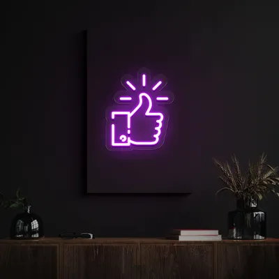 Purple Thumbs Up Neon Sign