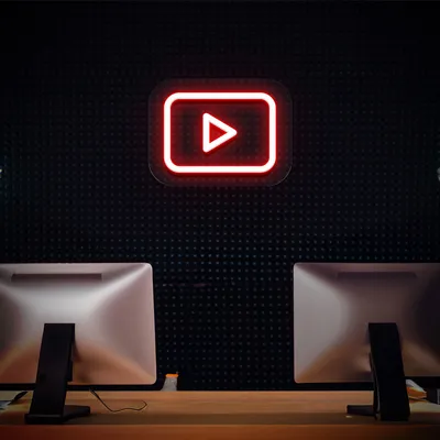 Youtube Play Button Neon Sign