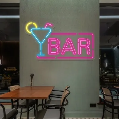 Vibrant Martini Neon Bar Sign