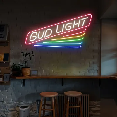 Rainbow Bud Light Neon Sign