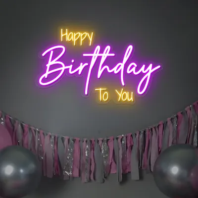 Bright Happy Birthday Neon Sign