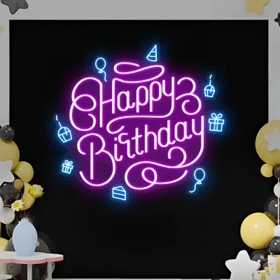 Happy Birthday Vibes Neon Sign