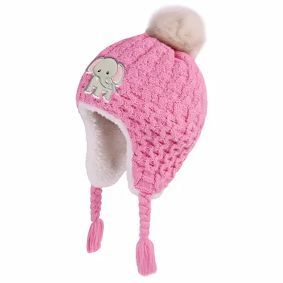 Cutesy Pom Acrylic Kid Beanies with Earflaps