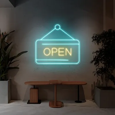 Glowing Open Neon Sign