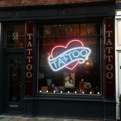 Tattoo Heart Window Neon Sign
