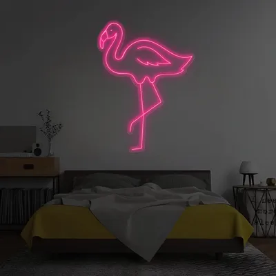 Single Flamingo Vertical Neon Sign