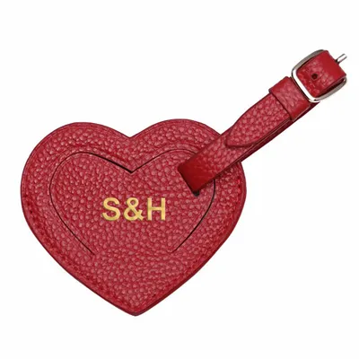 Lychee Grain Heart-Shaped Luggage Tag