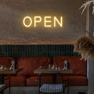 Open Block Neon Sign