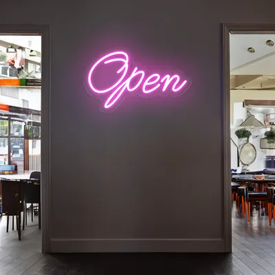 Open Script Neon Sign