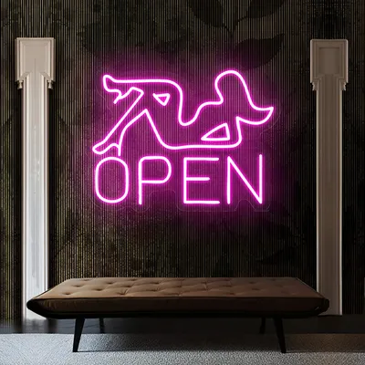 Open With Pin-Up Neon Sign