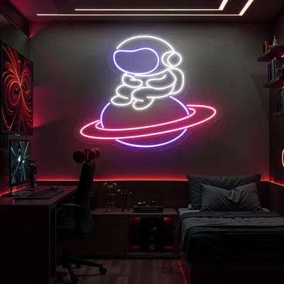 Astronaut In Saturn Neon Sign