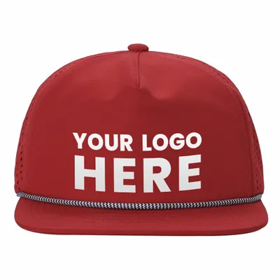 Unbranded 5 Panel Water Resistant Flat Bill Perforated Rope Hat