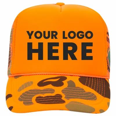 Otto 49-131 5-Panel High Crown Foam Trucker Hat - Neon Camo