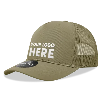 Decky 6040 - 5 Panel Mid Profile Structured Cotton/Poly Blend Trucker w/Rope