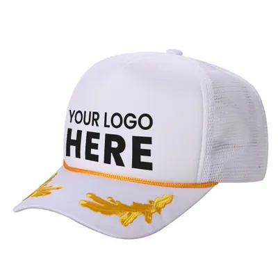 Unbranded Captain Military Foam Trucker Hat with Gold Leaf