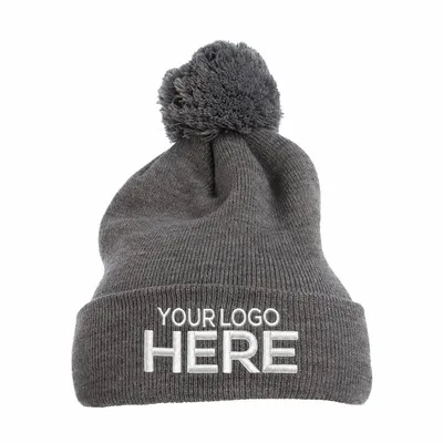 Pom-Pom Cuffed Knit Beanie