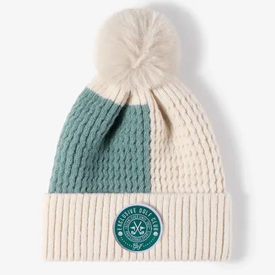 Colorblock Pom Beanie