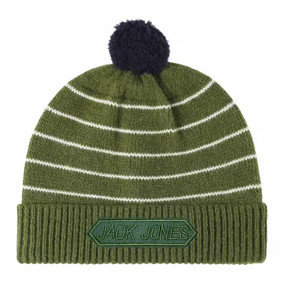 Stripe Pom Beanie