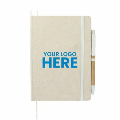 5 x 7 Organic Cotton Bound Notebook w/Pen