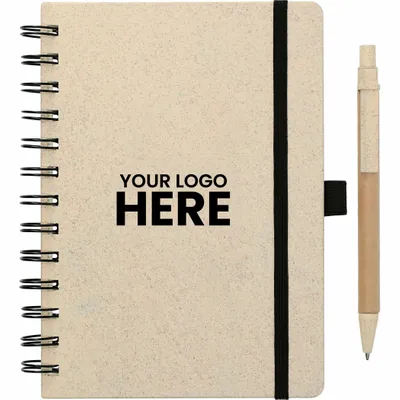 FSC Mix 5 x 7 Wheat Straw Notebook with Pen