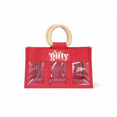 Clear Front Jute Gift Bags