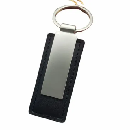 Rectangle Leather & Metal Keychain Rectangle Leather & Metal Keychain - Imprint Now