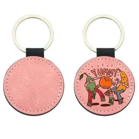 Full-Color Circle Leather Keychain Full-Color Circle Leather Keychain - Imprint Now