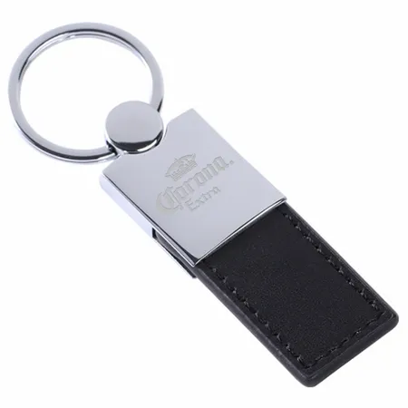 Polished Metal & Leather Keychain Polished Metal & Leather Keychain - Imprint Now