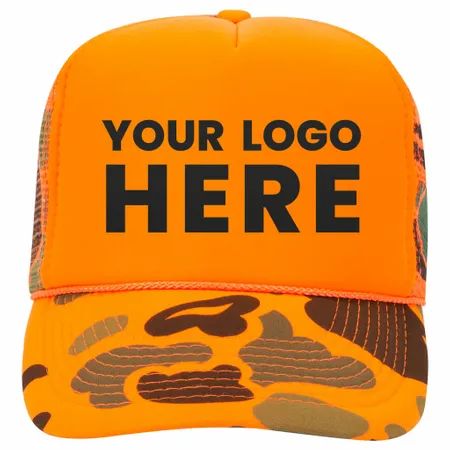 Otto 49-131 5-Panel High Crown Foam Trucker Hat - Neon Camo - Imprint Now