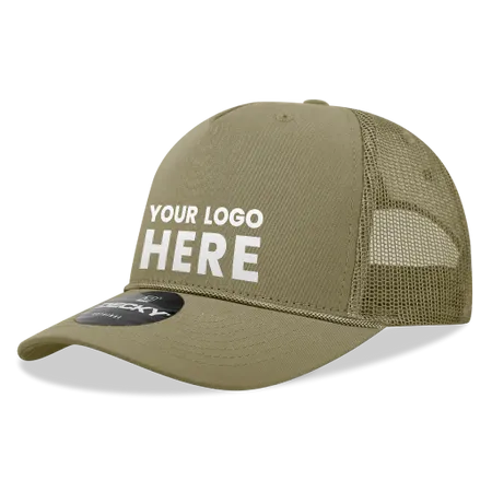 Decky 6040 - 5 Panel Mid Profile Structured Cotton/Poly Blend Trucker w/Rope - Imprint Now
